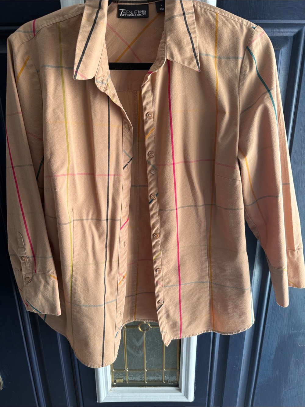 7th Avenue Plaid Button-Down Shirt - Soft Long Sleeve